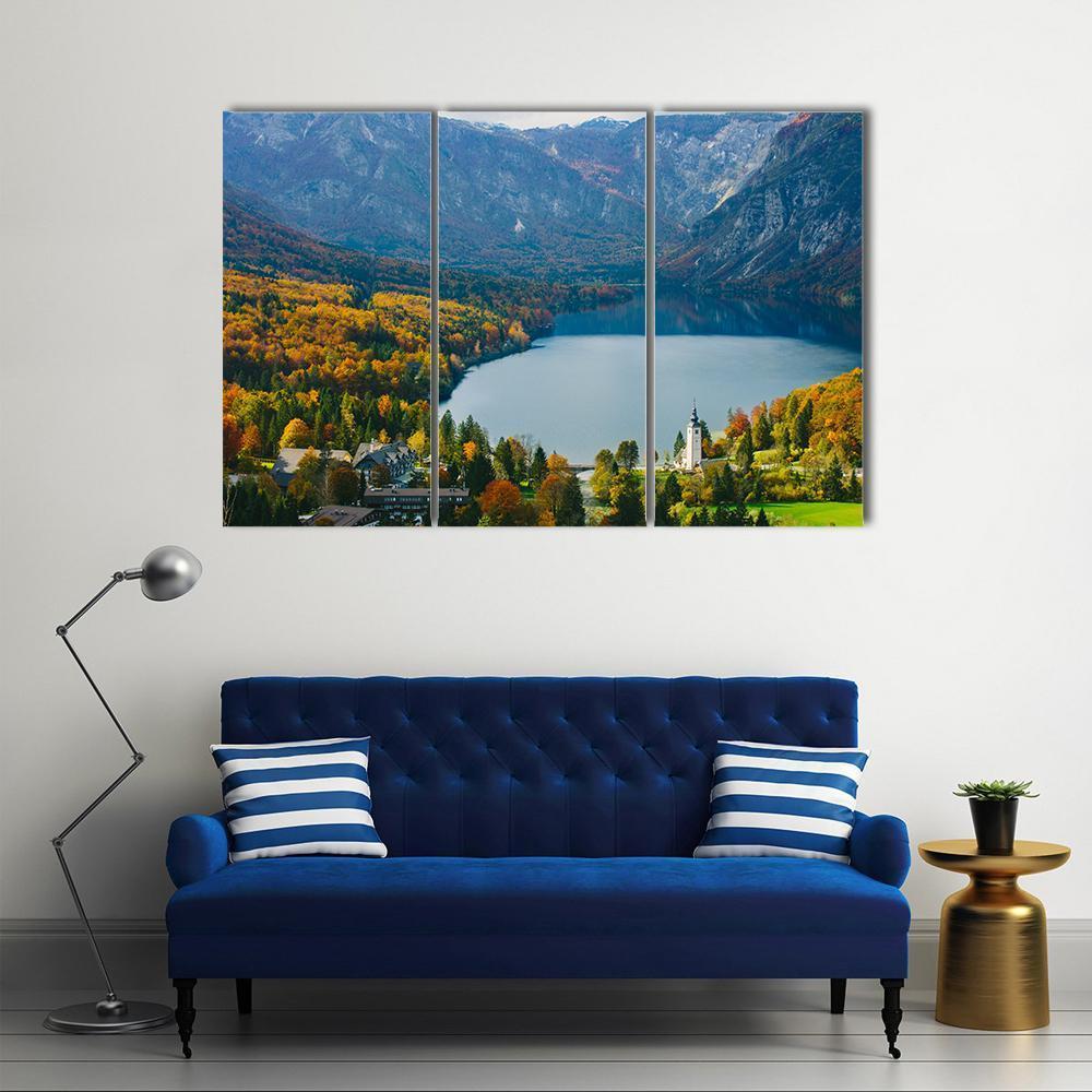 Famous Bohinj Lake Canvas Wall Art-3 Horizontal-Gallery Wrap-37" x 24"-Tiaracle