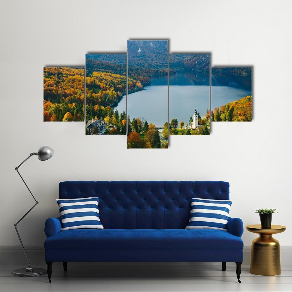 Famous Bohinj Lake Canvas Wall Art-5 Star-Gallery Wrap-62" x 32"-Tiaracle