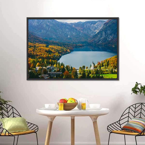 Famous Bohinj Lake Panoramic Canvas Wall Art-1 Piece-36" x 12"-Tiaracle