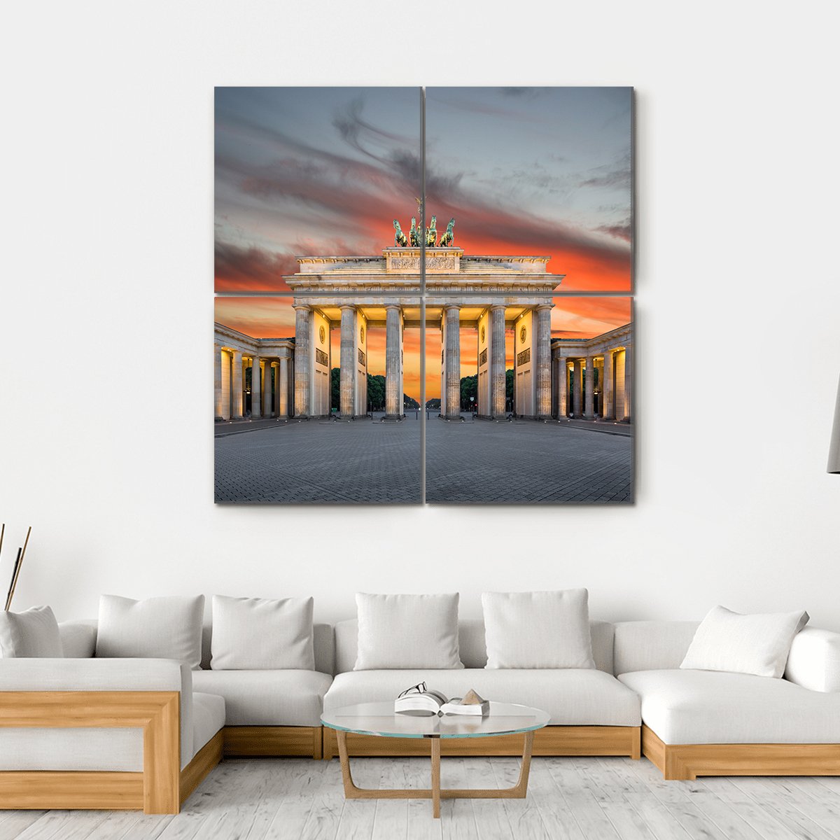 Famous Brandenburg Gate Canvas Wall Art-4 Square-Gallery Wrap-17" x 17"-Tiaracle