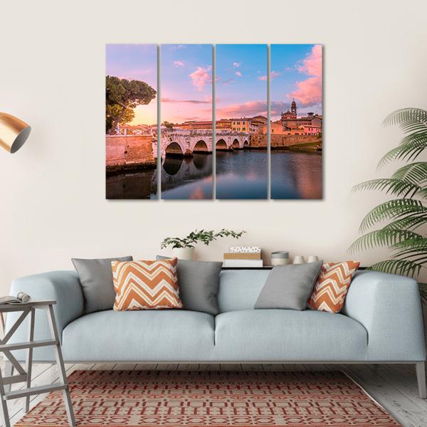 Famous Bridge In Rimini Canvas Wall Art-4 Horizontal-Gallery Wrap-34" x 24"-Tiaracle