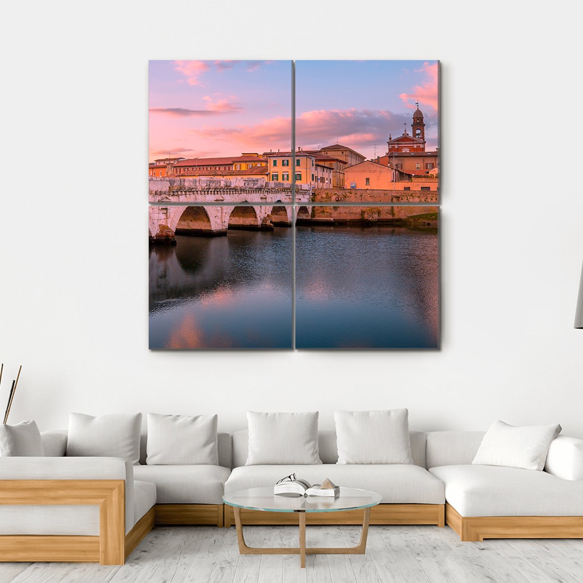 Famous Bridge In Rimini Canvas Wall Art-4 Square-Gallery Wrap-17" x 17"-Tiaracle