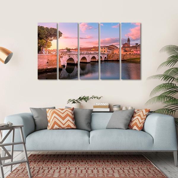 Famous Bridge In Rimini Canvas Wall Art-5 Horizontal-Gallery Wrap-22" x 12"-Tiaracle