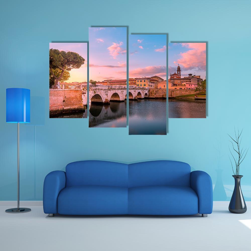 Famous Bridge In Rimini Canvas Wall Art-4 Pop-Gallery Wrap-50" x 32"-Tiaracle