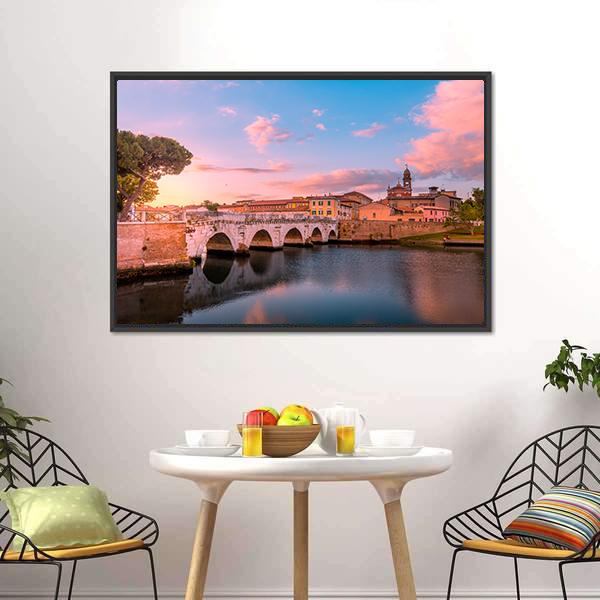 Famous Bridge In Rimini Canvas Wall Art-3 Horizontal-Gallery Wrap-25" x 16"-Tiaracle