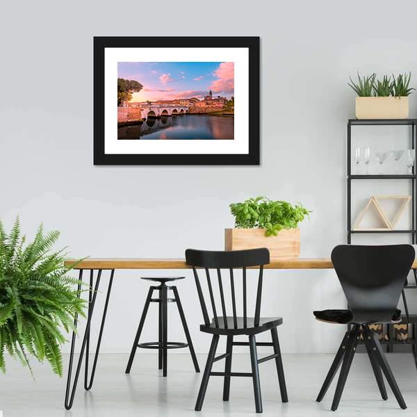 Famous Bridge In Rimini Canvas Wall Art-3 Horizontal-Gallery Wrap-25" x 16"-Tiaracle