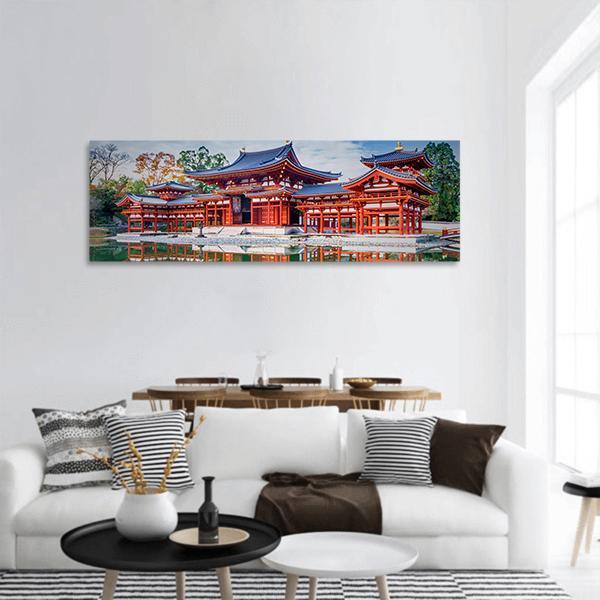 Byodoin Buddhist Temple Panoramic Canvas Wall Art-1 Piece-36" x 12"-Tiaracle