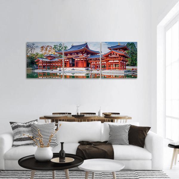Byodoin Buddhist Temple Panoramic Canvas Wall Art-3 Piece-25" x 08"-Tiaracle