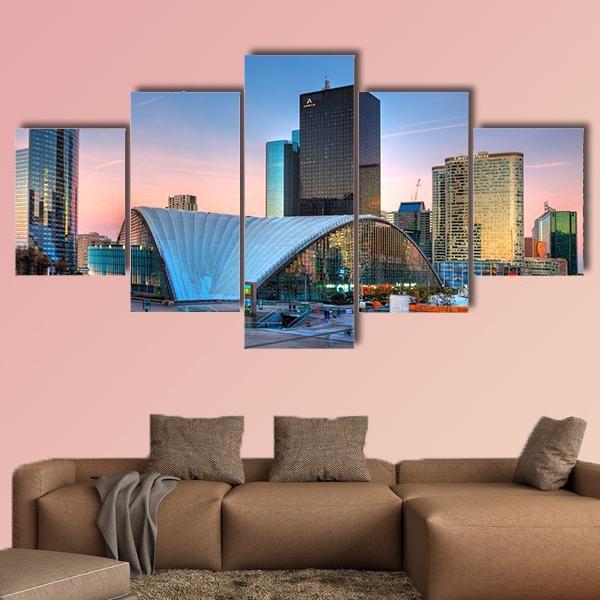 La Defense In Paris Canvas Wall Art-5 Star-Gallery Wrap-62" x 32"-Tiaracle