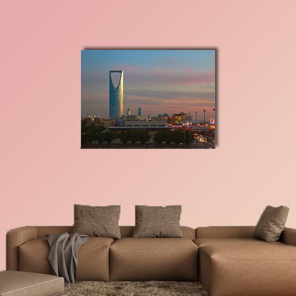 Business District Landmarks Of Riyadh Canvas Wall Art-1 Piece-Gallery Wrap-48" x 32"-Tiaracle