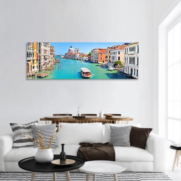 Famous Canal Grande Panoramic Canvas Wall Art-3 Piece-25" x 08"-Tiaracle