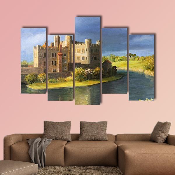 Castle Near Leeds UK Canvas Wall Art-5 Pop-Gallery Wrap-47" x 32"-Tiaracle