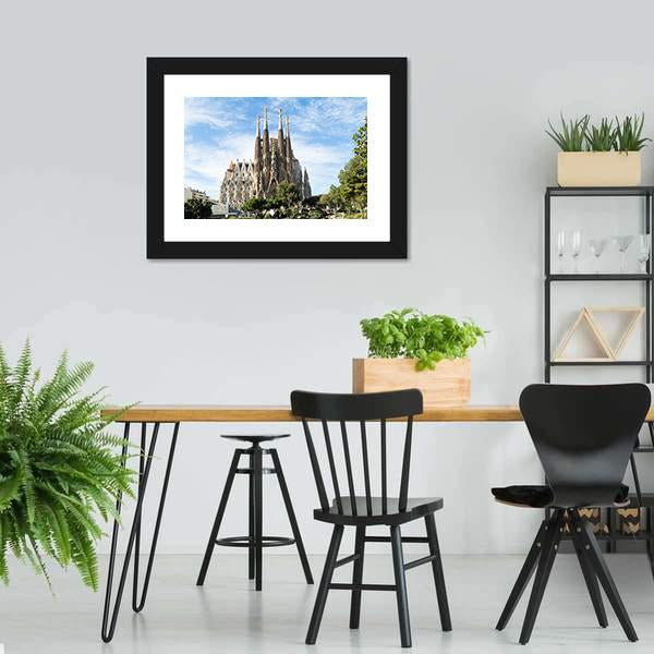 Famous Cathedral In Barcelona Canvas Wall Art-5 Horizontal-Gallery Wrap-22" x 12"-Tiaracle