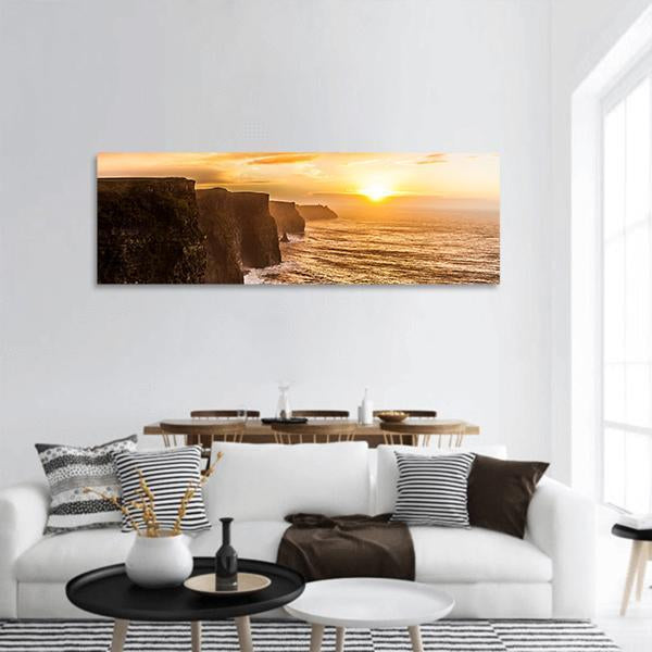 Famous Moher Cliffs Panoramic Canvas Wall Art-1 Piece-36" x 12"-Tiaracle