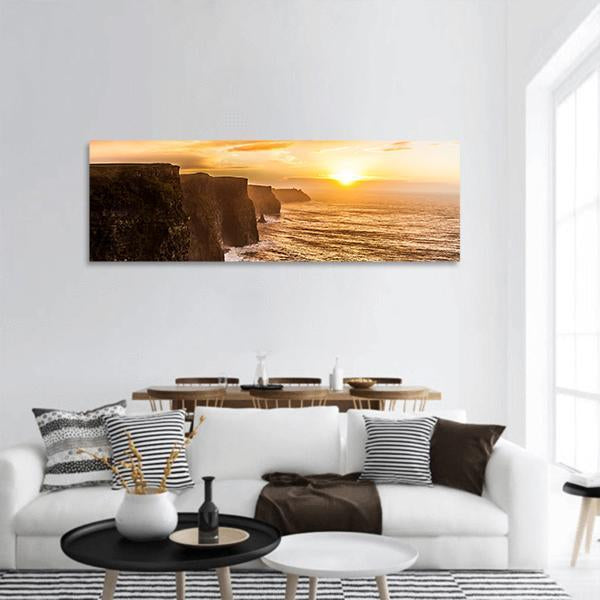 Famous Moher Cliffs Panoramic Canvas Wall Art-3 Piece-25" x 08"-Tiaracle