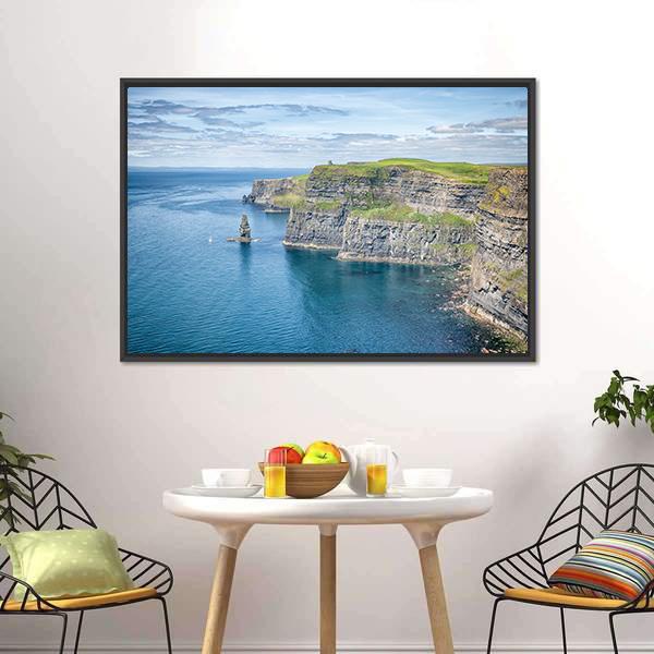 Famous Cliffs Of Moher Canvas Wall Art-1 Piece-Floating Frame-24" x 16"-Tiaracle