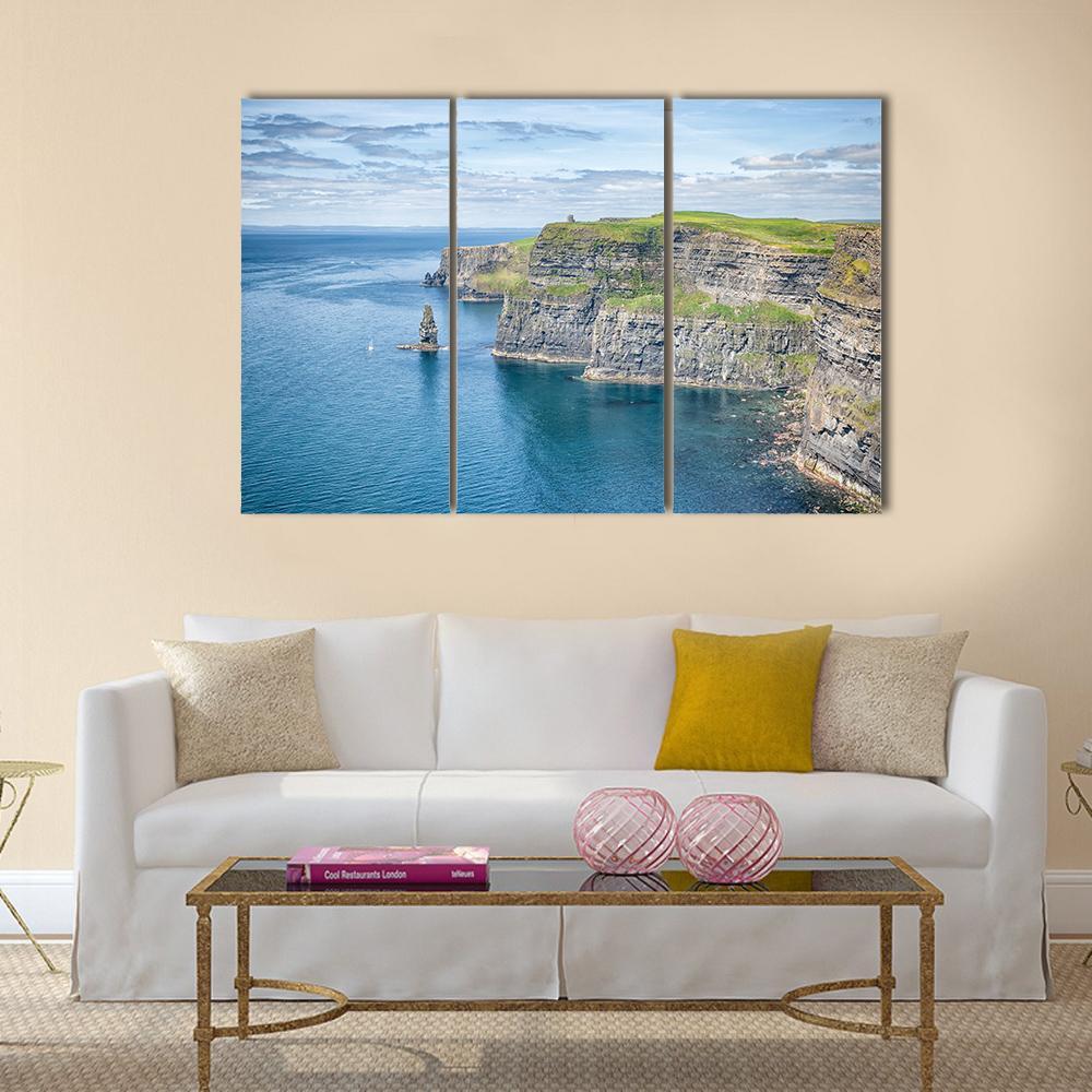 Famous Cliffs Of Moher Canvas Wall Art-3 Horizontal-Gallery Wrap-37&quot; x 24&quot;-Tiaracle