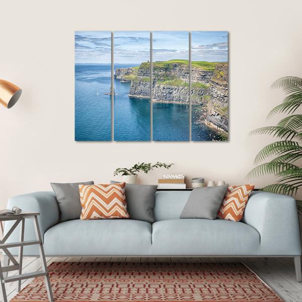 Famous Cliffs Of Moher Canvas Wall Art-4 Horizontal-Gallery Wrap-34" x 24"-Tiaracle