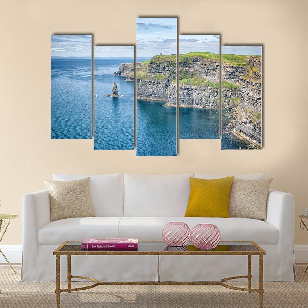 Famous Cliffs Of Moher Canvas Wall Art-5 Pop-Gallery Wrap-47&quot; x 32&quot;-Tiaracle