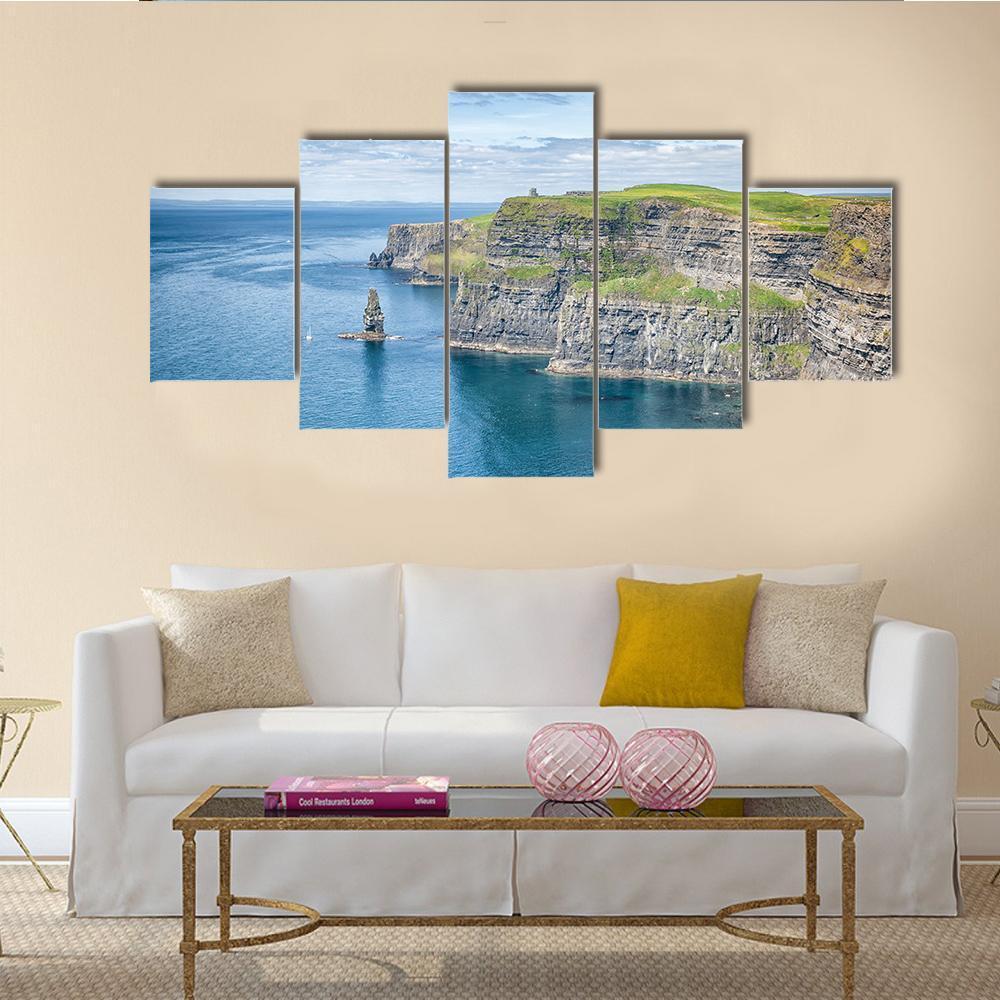 Famous Cliffs Of Moher Canvas Wall Art-4 Pop-Gallery Wrap-50" x 32"-Tiaracle