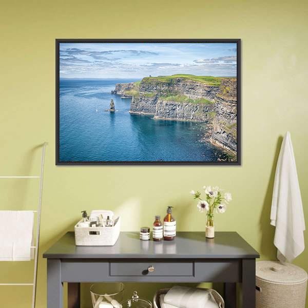 Famous Cliffs Of Moher Canvas Wall Art-1 Piece-Floating Frame-24&quot; x 16&quot;-Tiaracle