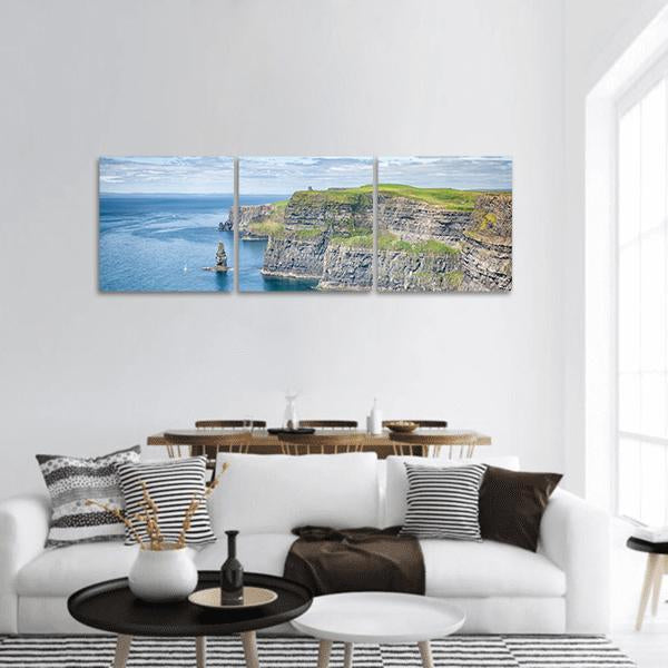 Famous Cliffs Of Moher Panoramic Canvas Wall Art-3 Piece-25" x 08"-Tiaracle