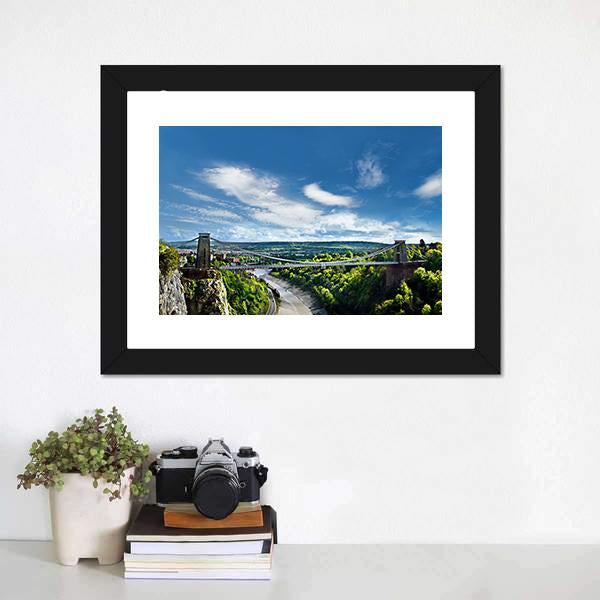 Famous Clifton Suspension Bridge Canvas Wall Art-1 Piece-Framed Print-20" x 16"-Tiaracle