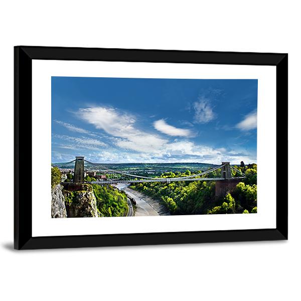 Famous Clifton Suspension Bridge Canvas Wall Art-5 Horizontal-Gallery Wrap-22" x 12"-Tiaracle