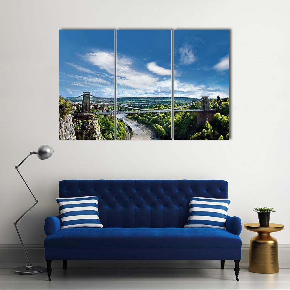 Famous Clifton Suspension Bridge Canvas Wall Art-3 Horizontal-Gallery Wrap-37" x 24"-Tiaracle