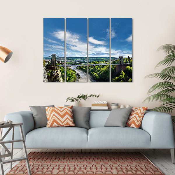 Famous Clifton Suspension Bridge Canvas Wall Art-4 Horizontal-Gallery Wrap-34" x 24"-Tiaracle