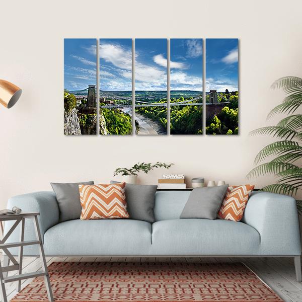 Famous Clifton Suspension Bridge Canvas Wall Art-5 Horizontal-Gallery Wrap-22" x 12"-Tiaracle