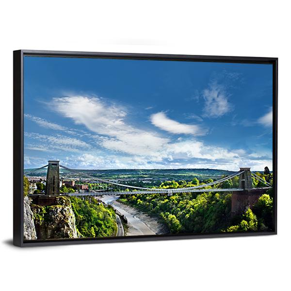 Famous Clifton Suspension Bridge Canvas Wall Art-3 Horizontal-Gallery Wrap-25" x 16"-Tiaracle