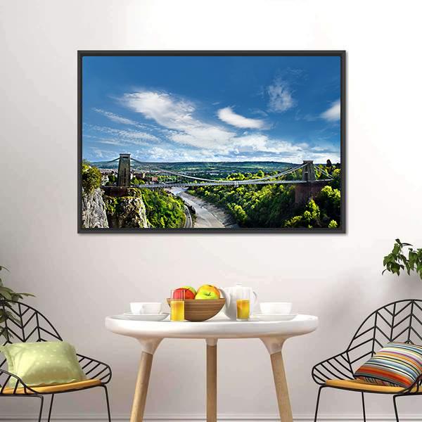 Famous Clifton Suspension Bridge Canvas Wall Art-3 Horizontal-Gallery Wrap-25" x 16"-Tiaracle