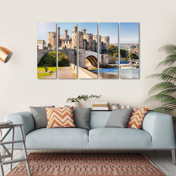 Famous Conwy Castle In Wales Canvas Wall Art-5 Horizontal-Gallery Wrap-22" x 12"-Tiaracle