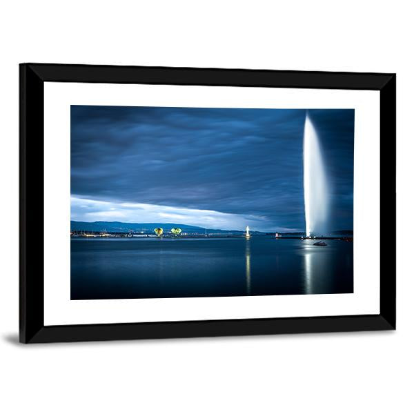 Famous Fountain In Geneva Canvas Wall Art-3 Horizontal-Gallery Wrap-25" x 16"-Tiaracle