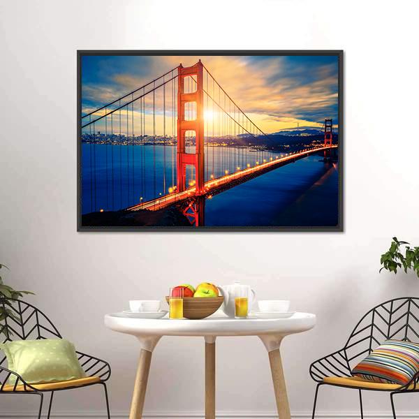 Famous Golden Gate Bridge Canvas Wall Art-5 Horizontal-Gallery Wrap-22" x 12"-Tiaracle