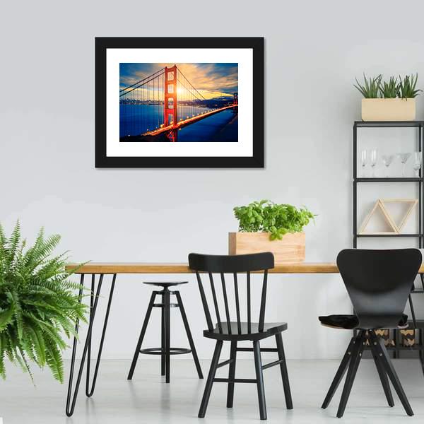 Famous Golden Gate Bridge Canvas Wall Art-5 Horizontal-Gallery Wrap-22" x 12"-Tiaracle