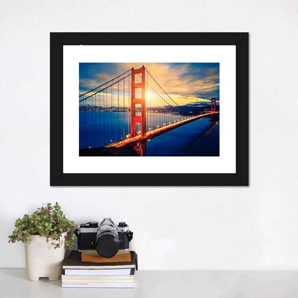 Famous Golden Gate Bridge Canvas Wall Art-1 Piece-Framed Print-20" x 16"-Tiaracle