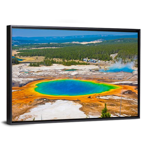 Famous Grand Prismatic Spring Canvas Wall Art-3 Horizontal-Gallery Wrap-25&quot; x 16&quot;-Tiaracle