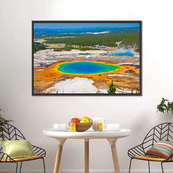Famous Grand Prismatic Spring Canvas Wall Art-5 Horizontal-Gallery Wrap-22" x 12"-Tiaracle