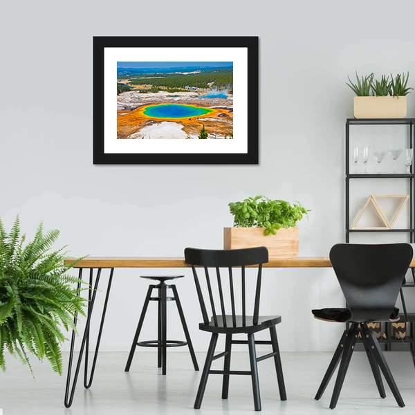 Famous Grand Prismatic Spring Canvas Wall Art-5 Horizontal-Gallery Wrap-22" x 12"-Tiaracle