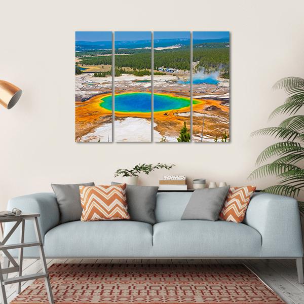 Famous Grand Prismatic Spring Canvas Wall Art-4 Horizontal-Gallery Wrap-34" x 24"-Tiaracle
