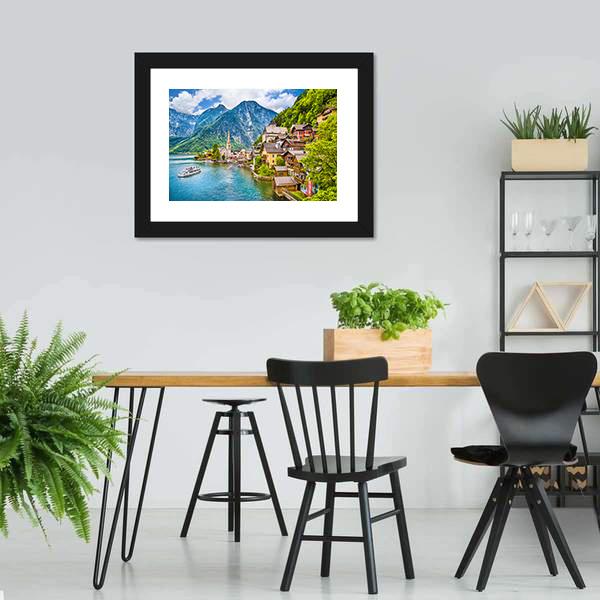 Famous Hallstatt Mountain Village Canvas Wall Art-3 Horizontal-Gallery Wrap-25" x 16"-Tiaracle