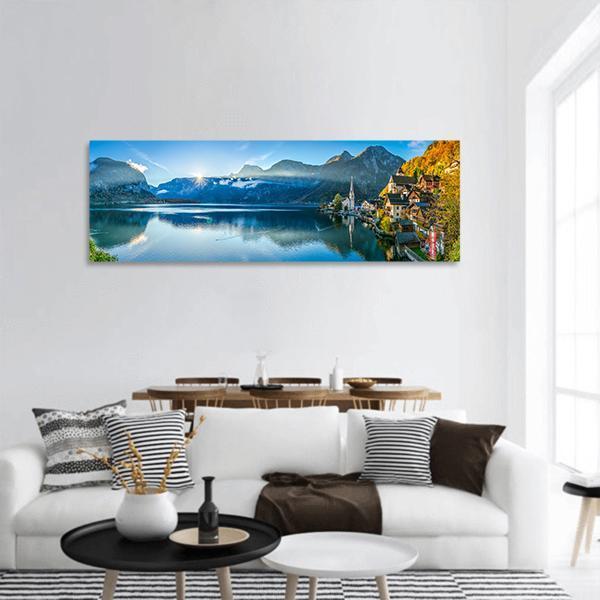 Hallstatt Mountain Village Panoramic Canvas Wall Art-1 Piece-36" x 12"-Tiaracle