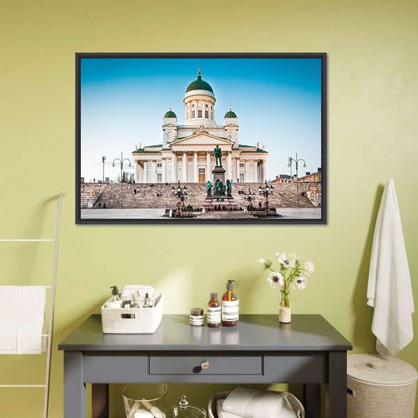 Famous Helsinki Cathedral Canvas Wall Art-1 Piece-Floating Frame-24" x 16"-Tiaracle