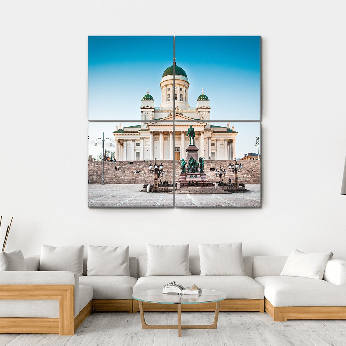 Famous Helsinki Cathedral Canvas Wall Art-4 Square-Gallery Wrap-17" x 17"-Tiaracle