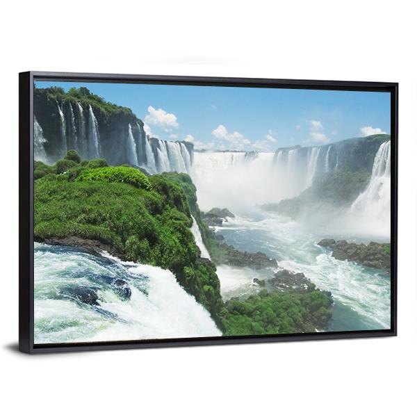 Famous Iguazu Waterfall Canvas Wall Art-5 Horizontal-Gallery Wrap-22" x 12"-Tiaracle