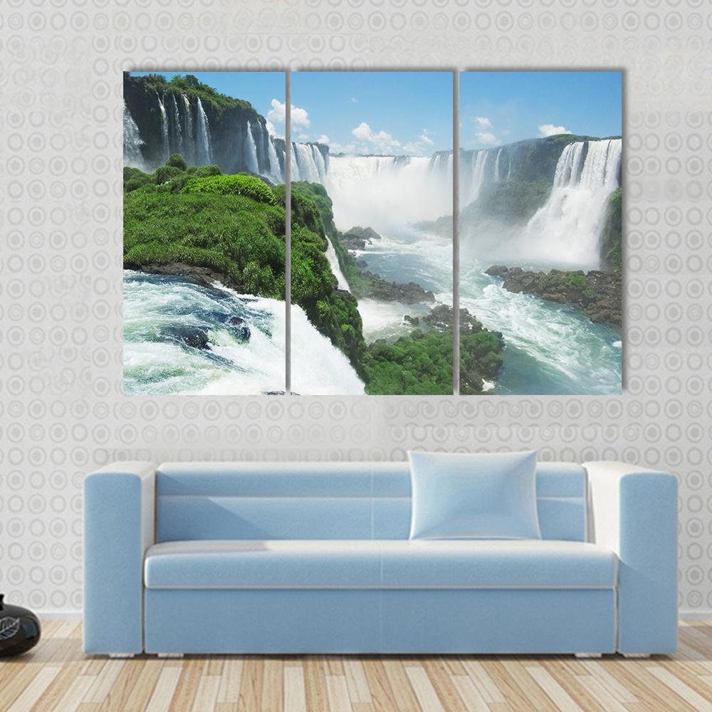 Famous Iguazu Waterfall Canvas Wall Art-3 Horizontal-Gallery Wrap-37" x 24"-Tiaracle