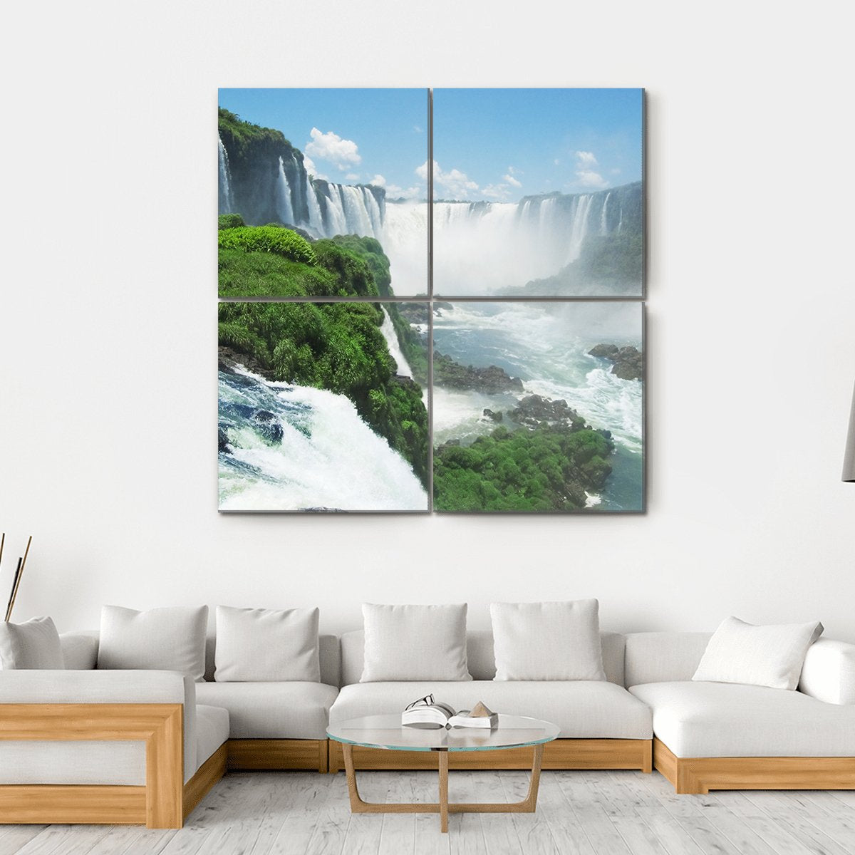 Famous Iguazu Waterfall Canvas Wall Art-4 Square-Gallery Wrap-17" x 17"-Tiaracle