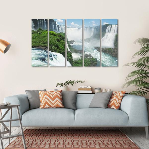 Famous Iguazu Waterfall Canvas Wall Art-5 Horizontal-Gallery Wrap-22" x 12"-Tiaracle